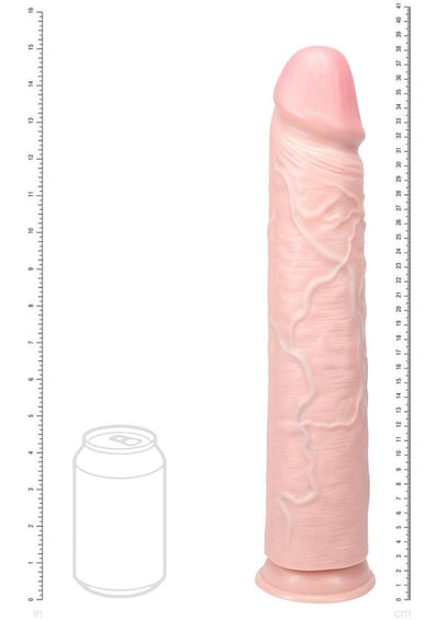 Realrock Ultra Realistic Skin Extra Large Straight Dildo with Suction Cup - Vanilla - 15in