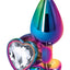 Rear Assets Multicolor Heart Anal Plug - Clear/Multicolor - Medium