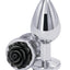 Rear Assets Rose Aluminum Anal Plug - Black/Metal/Silver - Medium
