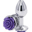 Rear Assets Rose Aluminum Anal Plug - Metal/Purple/Silver - Small