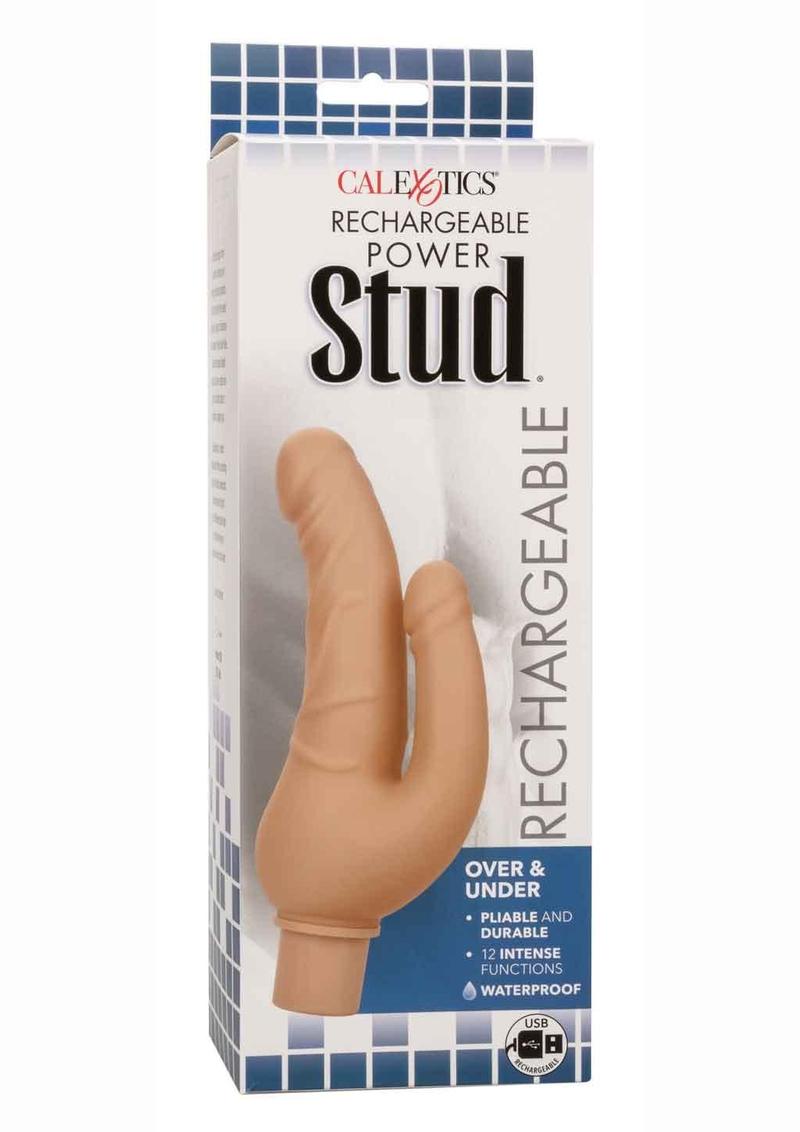 Rechargeable Power Stud Over and Under Silicone Vibrating Double Dong