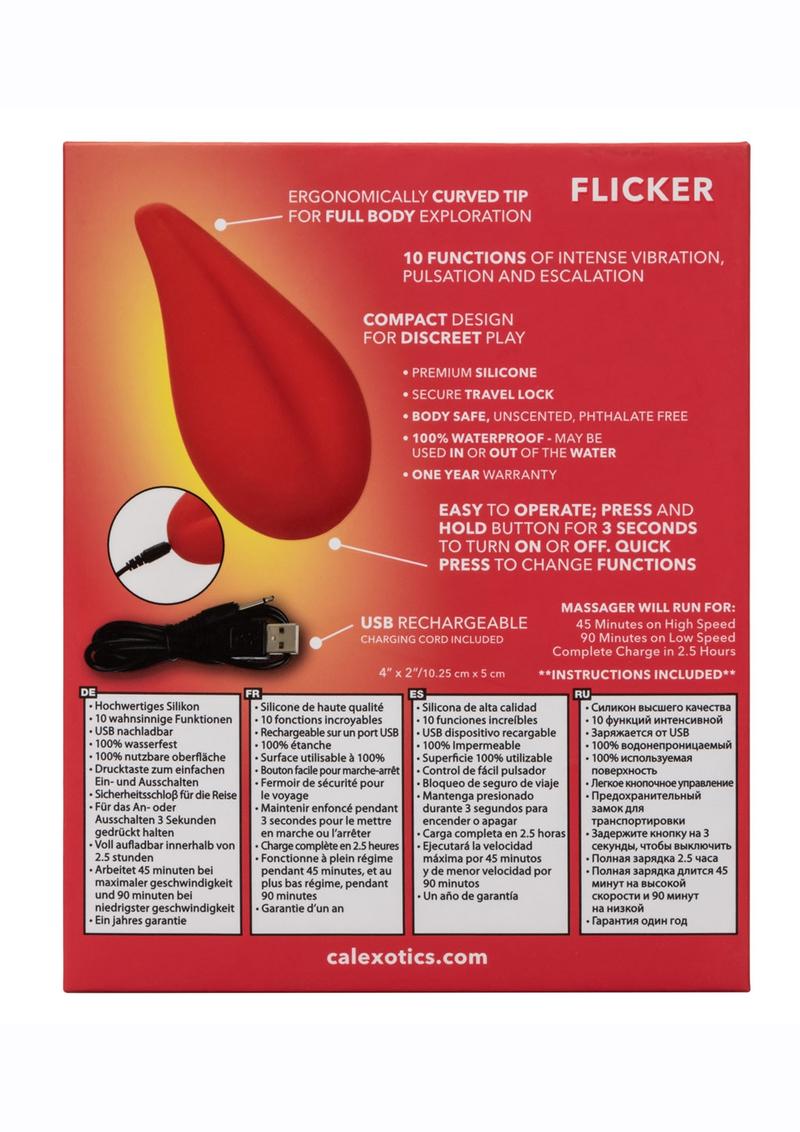 Red Hot Flicker Rechargeable Silicone Massager - Red