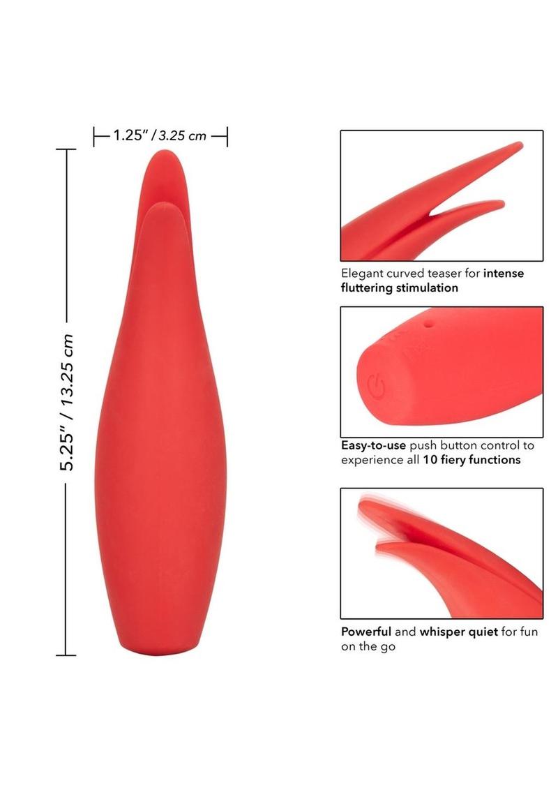 Red Hot Sizzle Rechargeable Silicone Vibrator with Clitoral Stimulation - Red