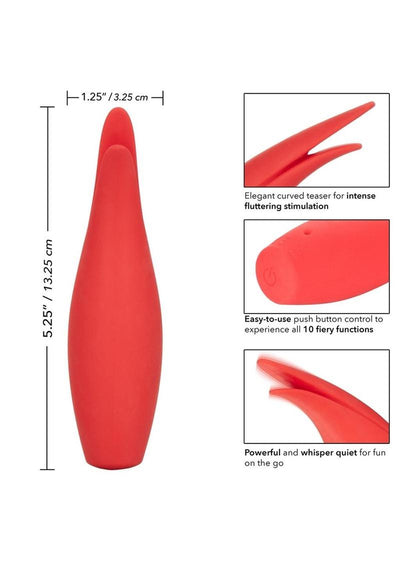 Red Hot Sizzle Rechargeable Silicone Vibrator with Clitoral Stimulation - Red
