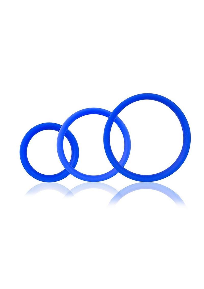 Ringo Pro X3 Silicone Cock Rings Set Waterproof - Blue - 3 Piece/Pack