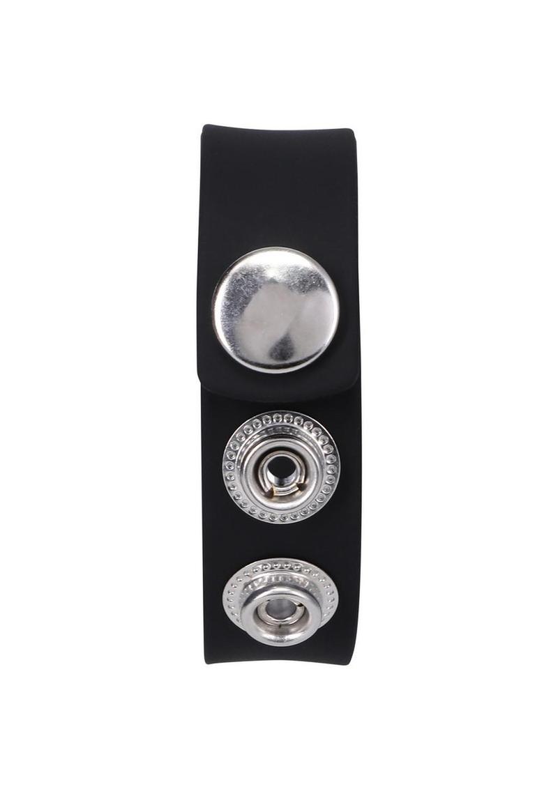 Rock Solid The Silicone 3-Snap Adjustable Cock Ring - Black