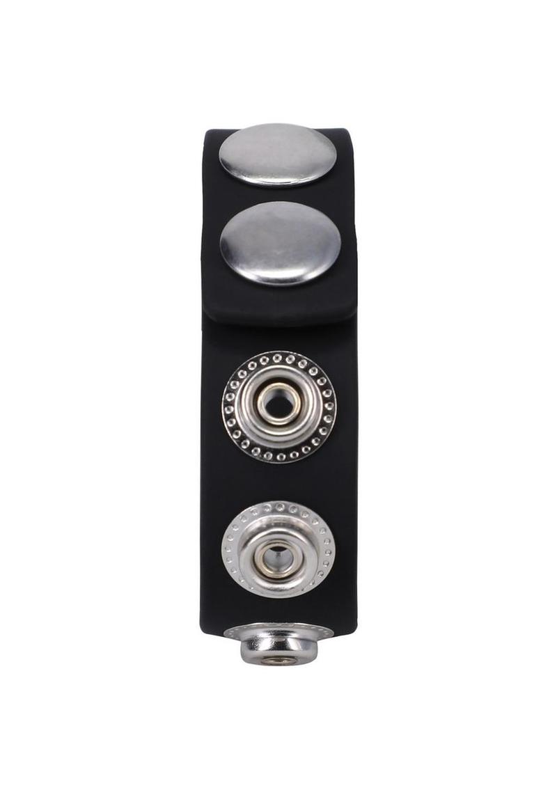 Rock Solid The Silicone 5 Snap Adjustable Cock Ring - Black