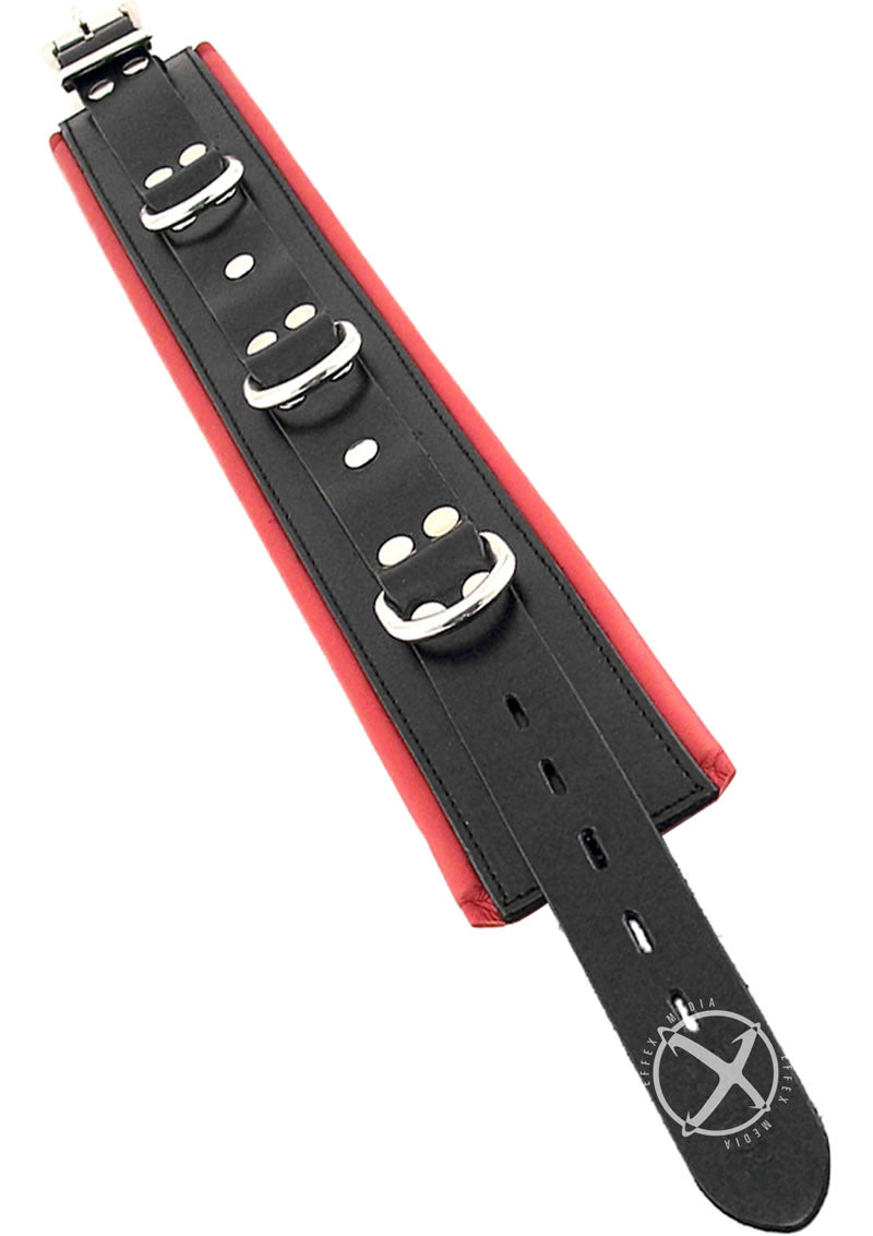 Rouge 3 D-Ring Padded Leather Adjustable Collar - Black/Red