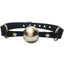 Rouge Adjustable Leather Adjustable Ball Gag with Stainless Steel Ball - Black/Metal/Silver
