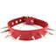 Rouge Adjustable Leather Spiked Collar - Red