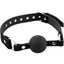 Rouge Fetish Play Leather Adjustable Ball Gag with Metal Accents - Black/Metal