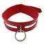 Rouge Leather Fashion Bondage Collar with O-Ring - Red