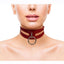 Rouge Leather Fashion Bondage Collar with O-Ring - Red