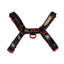 Rouge Leather Over The Head Harness Black with Red Accessories - Black/Red - Small