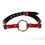 Rouge O Ring Leather Adjustable Mouth Gag - Metal/Red