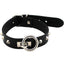 Rouge O Ring Studded Adjustable Leather Collar - Black