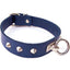 Rouge O Ring Studded Adjustable Leather Collar - Blue