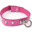 Rouge O Ring Studded Adjustable Leather Collar - Pink