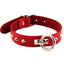 Rouge O Ring Studded Adjustable Leather Collar - Red