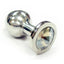 Rouge Smooth Stainless Steel Anal Plug - Clear/Clear Jewel - Small