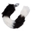 Running Wild Black and White Tail Faux Fur Tail and Metallic Anal Plug - Black/Metal/White