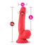 Ruse Shimmy Silicone Dildo with Balls 8.75in - Cerise