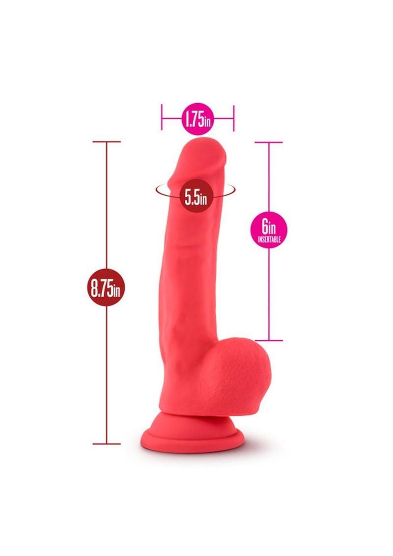 Ruse Shimmy Silicone Dildo with Balls 8.75in - Cerise