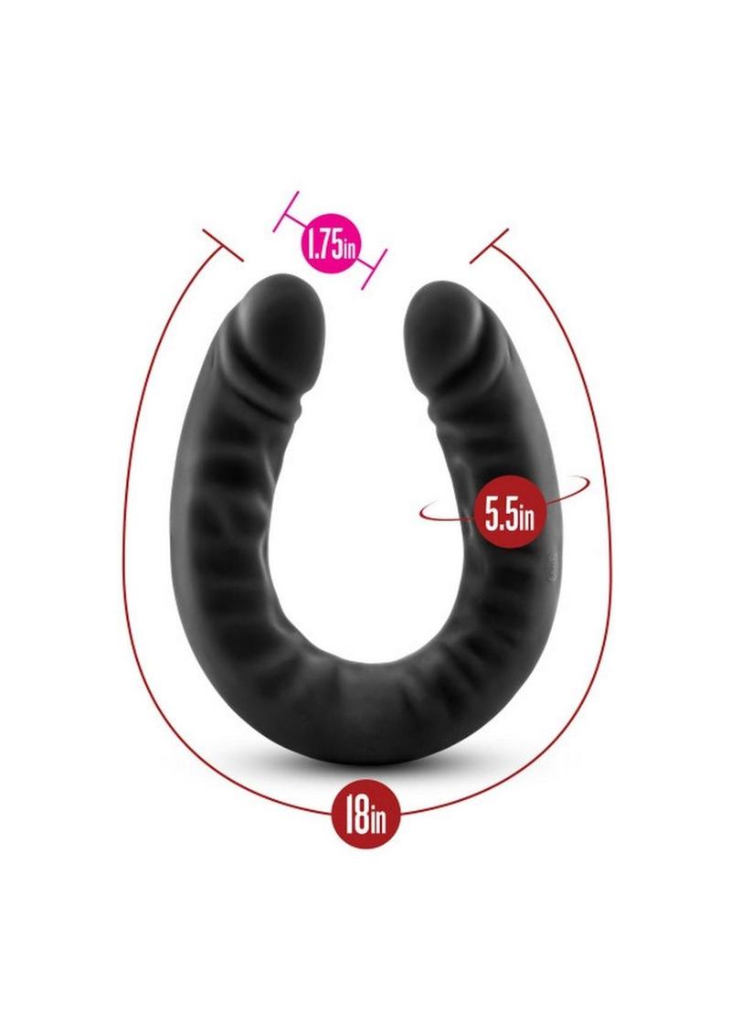 Ruse Silicone Double Headed Dildo - Black - 18in