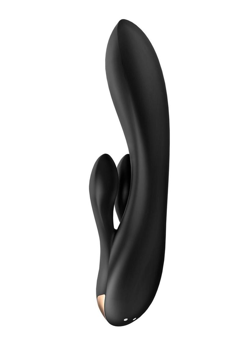 Satisfyer Double Flex Silicone Rabbit Vibrator - Black