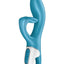 Satisfyer Embrace Me Silicone Rechargeable Vibrator with Clitoral Stimulation - Blue/Turquoise