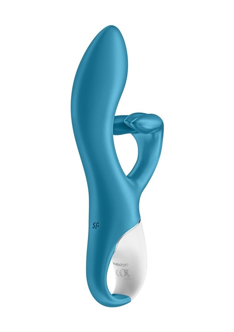 Satisfyer Embrace Me Silicone Rechargeable Vibrator with Clitoral Stimulation - Blue/Turquoise