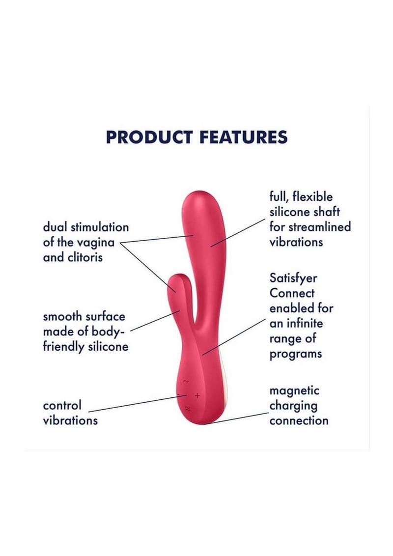 Satisfyer Mono Flex Rechargeable Silicone Rabbit Vibrator - Red