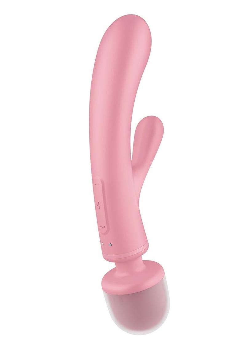 Satisfyer Triple Lover Rechargeable Silicone Rabbit Vibrator - Pink