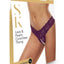 Secret Kisses Lace and Pearl Crotchless Thong - Purple - Medium/Small