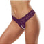 Secret Kisses Lace and Pearl Crotchless Thong - Purple - Medium/Small