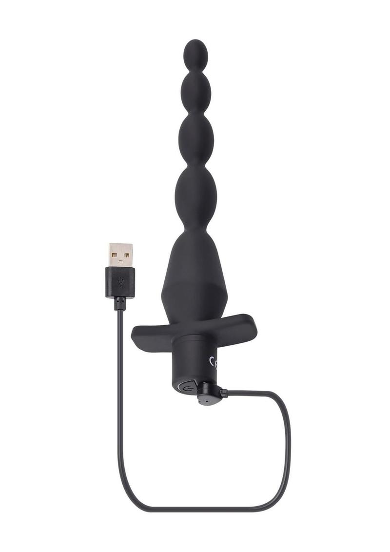 Selopa Vibrating Rechargeable Silicone Butt Beads - Black