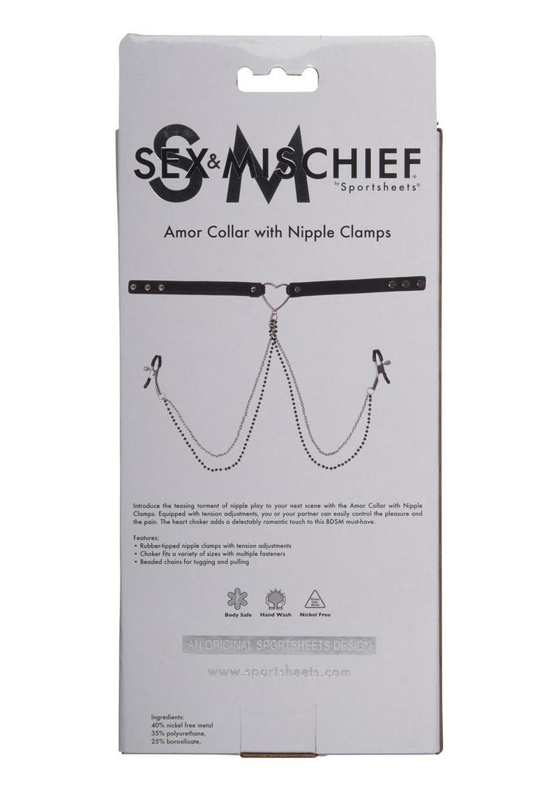 Sex and Mischief Amor Collar with Nipple Clamps