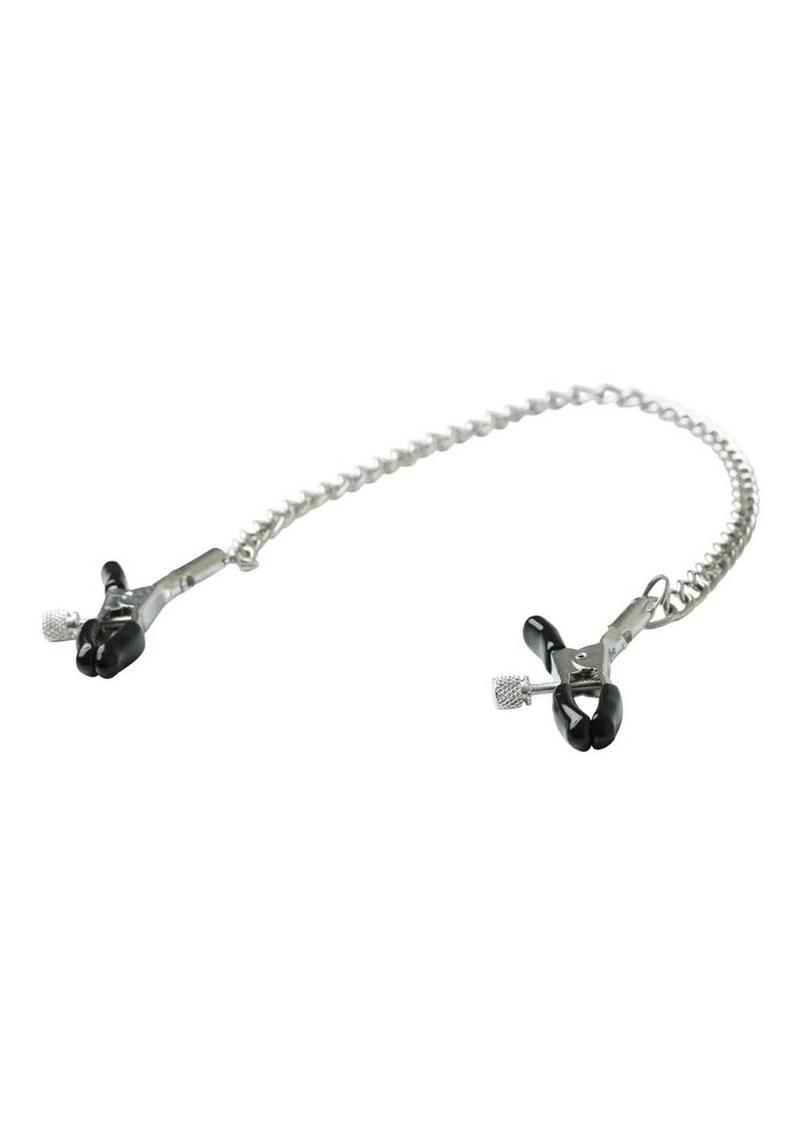 Sex and Mischief Chained Nipple Clamps - Black/Silver