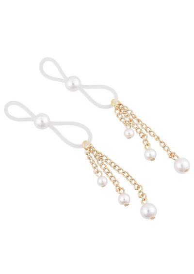 Sex and Mischief Pearl Nipple Ties - Gold/White