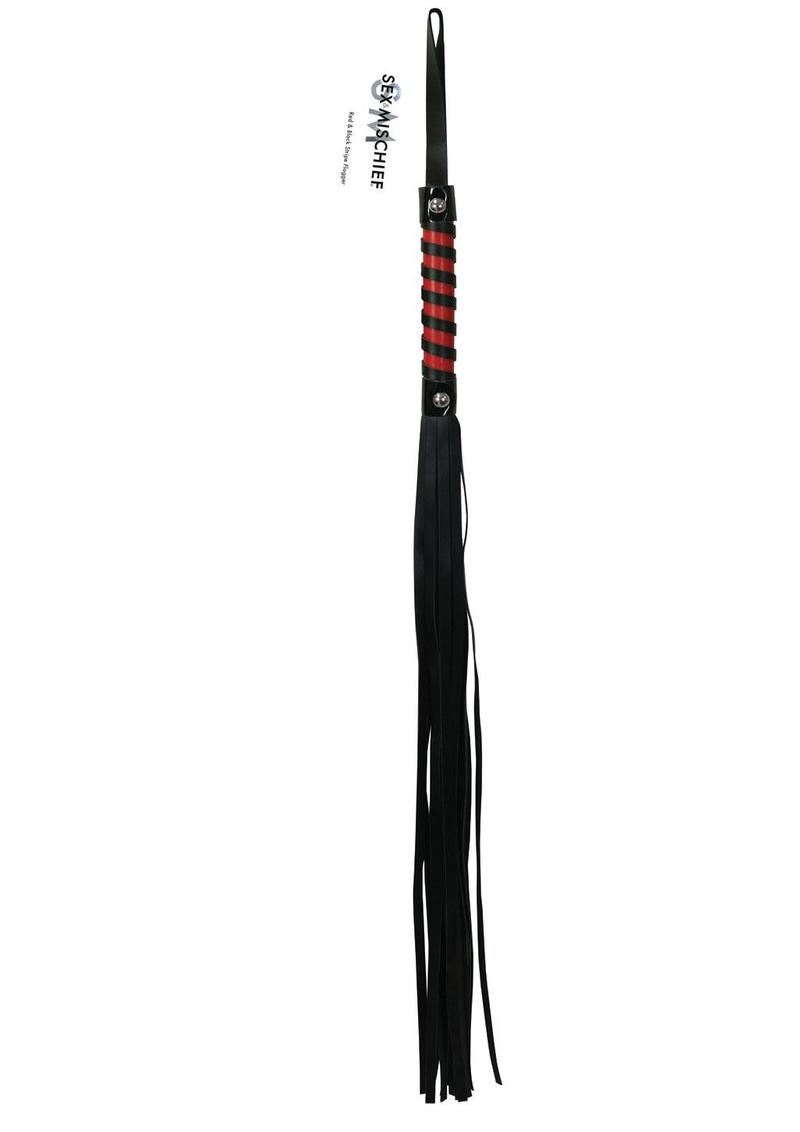 Sex and Mischief Red and Black Stripe Flogger - Black/Red