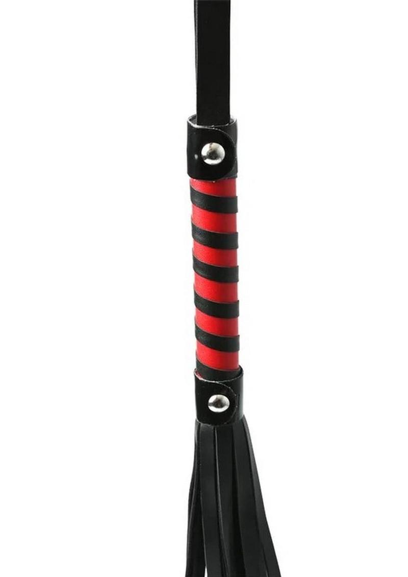 Sex and Mischief Red and Black Stripe Flogger - Black/Red