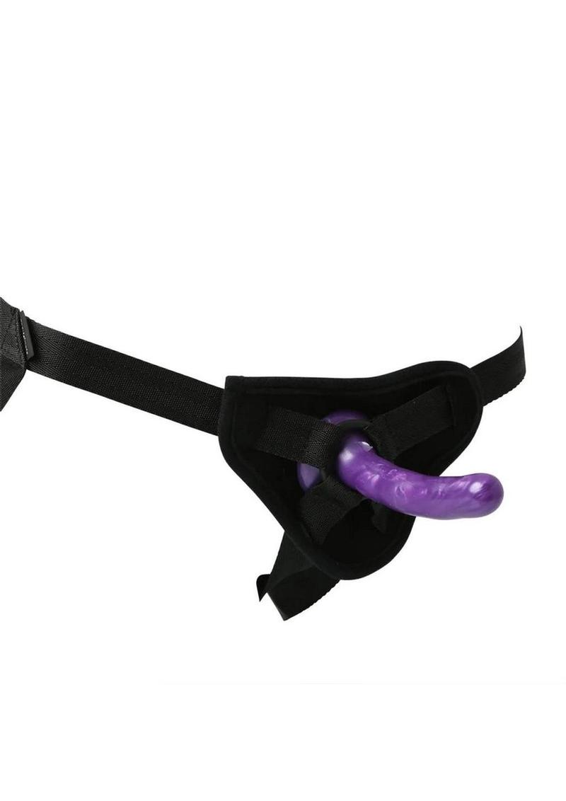 Sex and Mischief Strap-On and Silicone Dildo Kit - Black/Purple