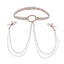 Sex and Miscielf Peaches 'N Creame Collar with Nipple Clamps - Ivory/Rose Gold