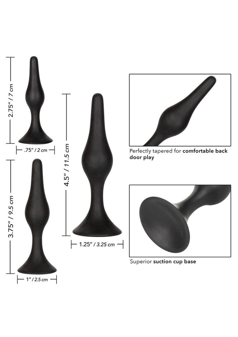 Silicone Anal Starter Kit - Black - 3 Per Set