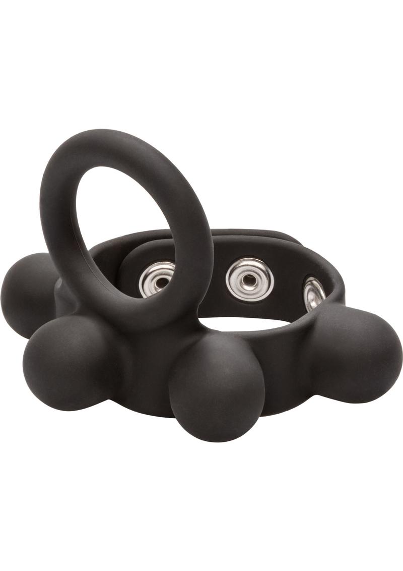 Silicone Medium Weighted C-Ring Ball Stretcher Cock Ring - Black - Medium