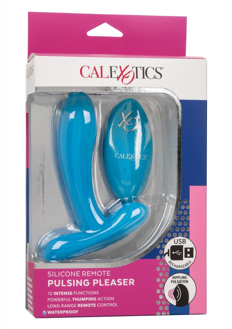 Silicone Remote Pulsing Pleaser Rechargeable Vibrator with Remote Control - Blue