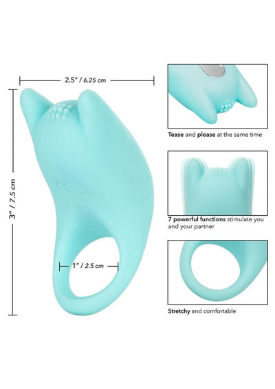 Silicone USB Rechargeable Dual Exciter Enhancer Ring Waterproof - Teal