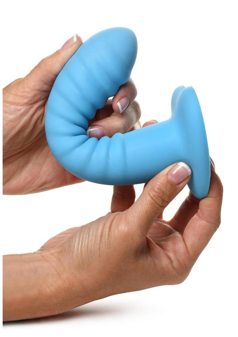 Simply Sweet Ribbed Silicone Dildo - Blue