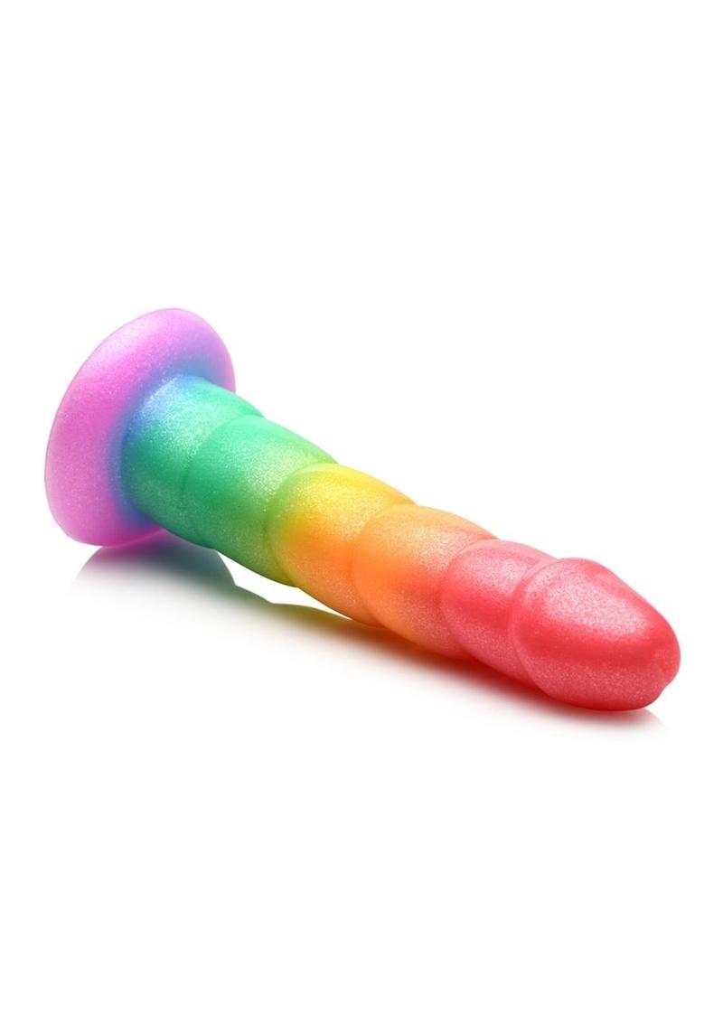 Simply Sweet Swirl Silicone Rainbow Dildo - Multicolor