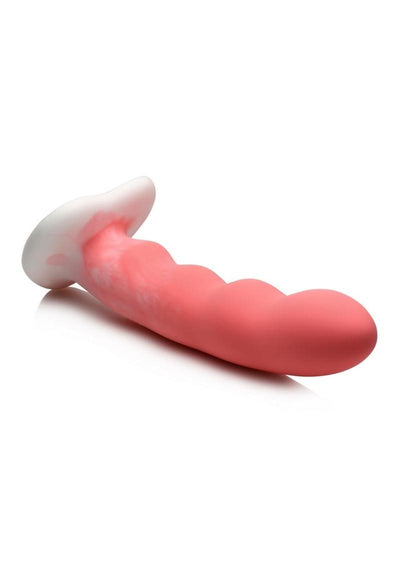 Simply Sweet Wavy Silicone Dildo - Pink/White